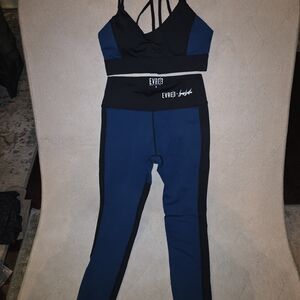 EVREE Blue and Black Activewear Set
